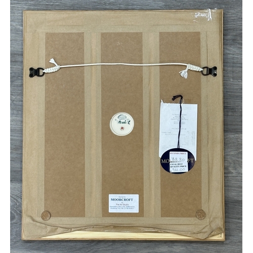 266 - A framed Moorcroft Blackwell pattern triptych wall plaque - approx. 49cm high x 43cm wide