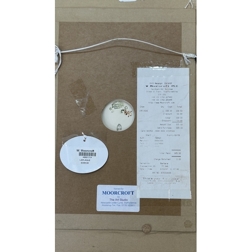 267 - A framed Moorcroft Lamia pattern wall plaque by Rachel Bishop - approx. 42cm high x 31cm wide