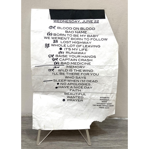 107 - An original stage setlist from Bon Jovi's concert on Wednesday, 22nd June, 2011, at the Murrayfield ... 