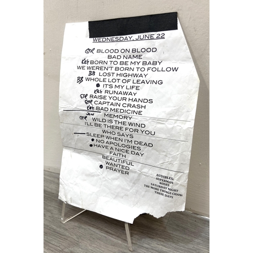 107 - An original stage setlist from Bon Jovi's concert on Wednesday, 22nd June, 2011, at the Murrayfield ... 