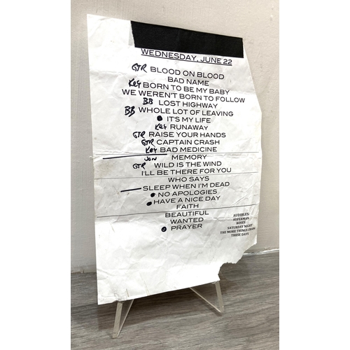 107 - An original stage setlist from Bon Jovi's concert on Wednesday, 22nd June, 2011, at the Murrayfield ... 