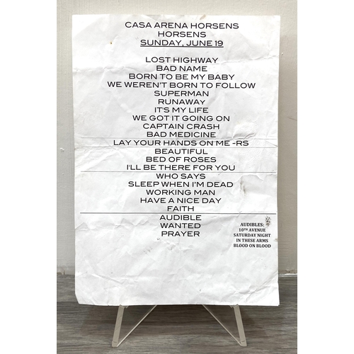 110 - A stage setlist for Bon Jovi's concert at the CASA Arena Horsens in Denmark on Sunday, 19th June, 20... 