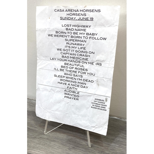 110 - A stage setlist for Bon Jovi's concert at the CASA Arena Horsens in Denmark on Sunday, 19th June, 20... 