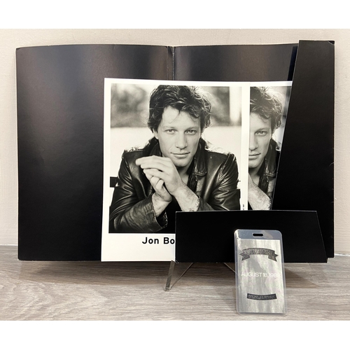 113 - A collection of Bon Jovi memorabilia, to include a backstage pass for Bon Jovi's 'New Jersey' press ... 