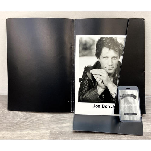 113 - A collection of Bon Jovi memorabilia, to include a backstage pass for Bon Jovi's 'New Jersey' press ... 