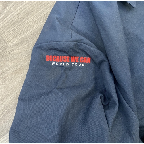 30 - Two items of staff workwear from Bon Jovi's Because We Can Tour in 2013: One navy blue jacket made b... 