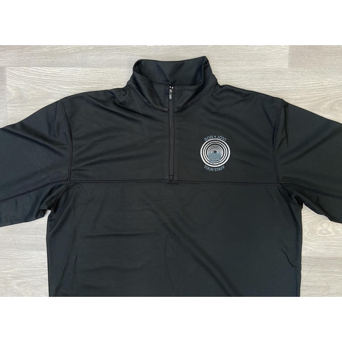 34 - Two items: one black Dickies short-sleeve work shirt featuring an embroidered Bon Jovi logo above th... 