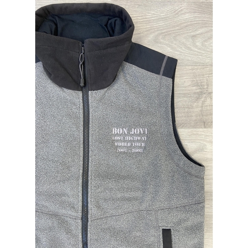 44 - A Bon Jovi Lost Highway tour crew fleece gilet by Cabela's in grey features a full-length front zipp... 
