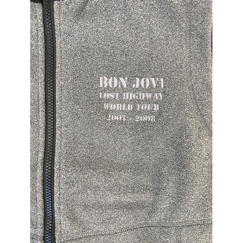 44 - A Bon Jovi Lost Highway tour crew fleece gilet by Cabela's in grey features a full-length front zipp... 