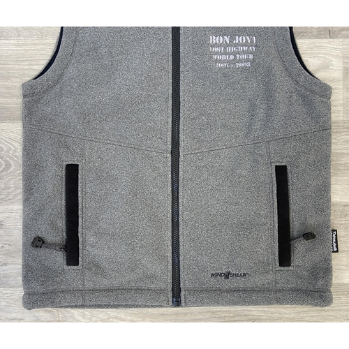 44 - A Bon Jovi Lost Highway tour crew fleece gilet by Cabela's in grey features a full-length front zipp... 