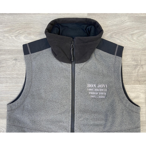 44 - A Bon Jovi Lost Highway tour crew fleece gilet by Cabela's in grey features a full-length front zipp... 