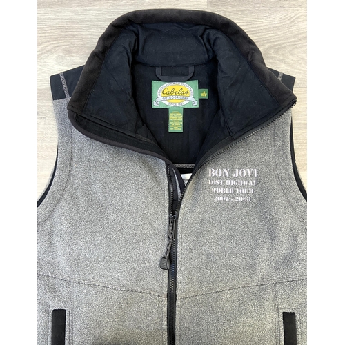44 - A Bon Jovi Lost Highway tour crew fleece gilet by Cabela's in grey features a full-length front zipp... 