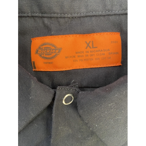 50 - Two items: one black Dickies short-sleeve work shirt features Bon Jovi's Have A Nice Day embroidered... 