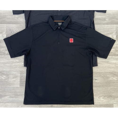 50 - Two items: one black Dickies short-sleeve work shirt features Bon Jovi's Have A Nice Day embroidered... 