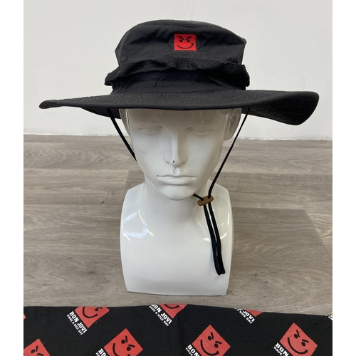 60 - Two items: A Bon Jovi Have A Nice Day boonie hat and bandana both feature the red smiley face graphi... 