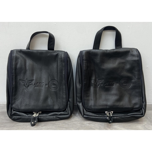 62 - Two Bon Jovi 'The Circle Tour' black leather hanging toiletry travel bags by Canyon Outback were onl... 
