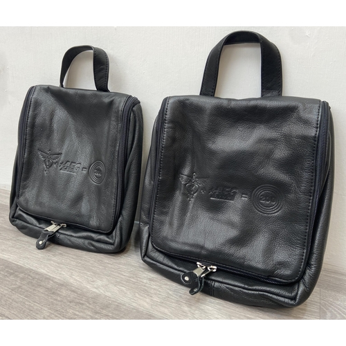 62 - Two Bon Jovi 'The Circle Tour' black leather hanging toiletry travel bags by Canyon Outback were onl... 
