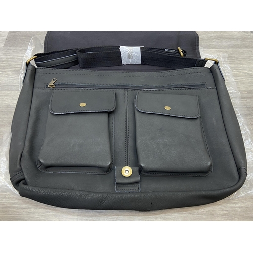 63 - A Bon Jovi 'The Circle Tour' black leather messenger bag was only given out to VIP ticket holders; i... 