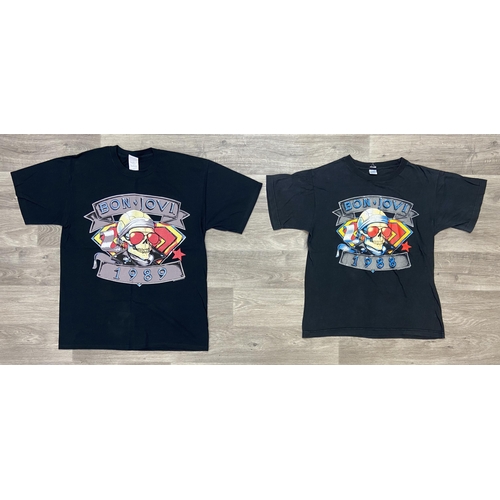 64 - Two t-shirts from Bon Jovi's New Jersey Syndicate Tour 1988-1989 each feature a skull with sunglasse... 