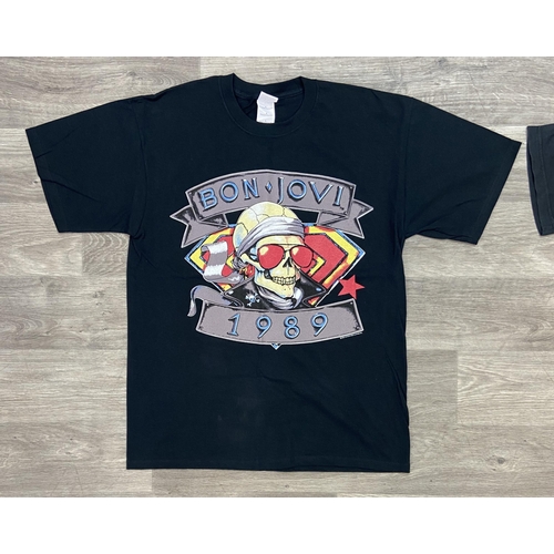 64 - Two t-shirts from Bon Jovi's New Jersey Syndicate Tour 1988-1989 each feature a skull with sunglasse... 