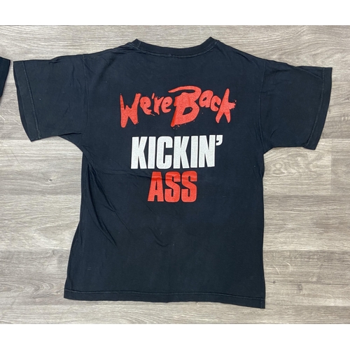 64 - Two t-shirts from Bon Jovi's New Jersey Syndicate Tour 1988-1989 each feature a skull with sunglasse... 