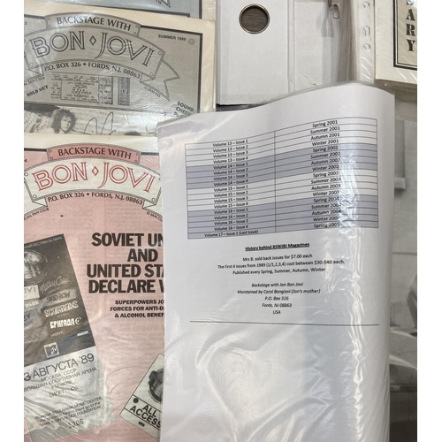 66 - A full collection of 'Backstage With Bon Jovi' fan club magazines, a total of sixty-five issues rele... 