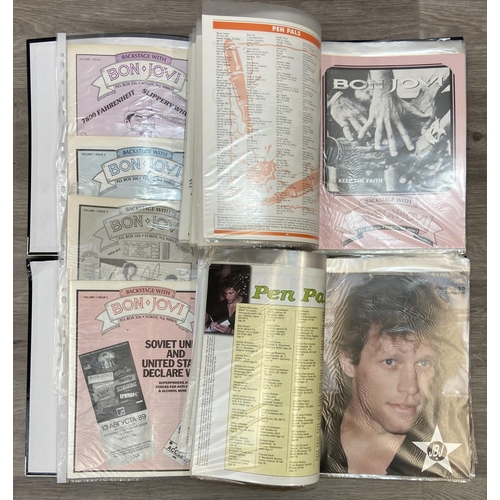 66 - A full collection of 'Backstage With Bon Jovi' fan club magazines, a total of sixty-five issues rele... 