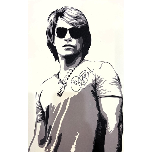 80 - A set of four limited edition autographed Bon Jovi lithographs featuring band members Jon Bon Jovi, ... 