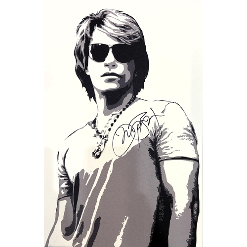 81 - A set of four limited edition autographed Bon Jovi lithographs featuring band members Jon Bon Jovi, ... 