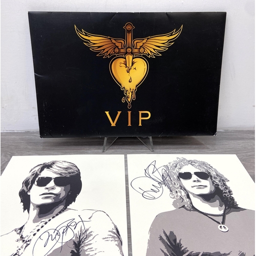 81 - A set of four limited edition autographed Bon Jovi lithographs featuring band members Jon Bon Jovi, ... 