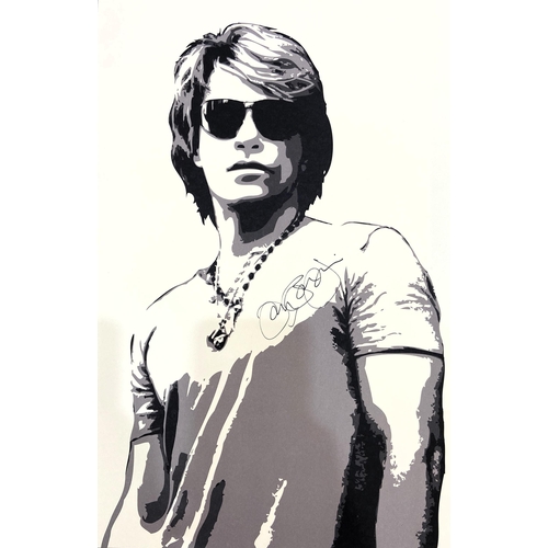 82 - A set of four limited edition autographed Bon Jovi lithographs featuring band members Jon Bon Jovi, ... 