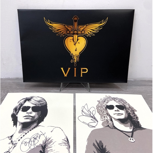 82 - A set of four limited edition autographed Bon Jovi lithographs featuring band members Jon Bon Jovi, ... 