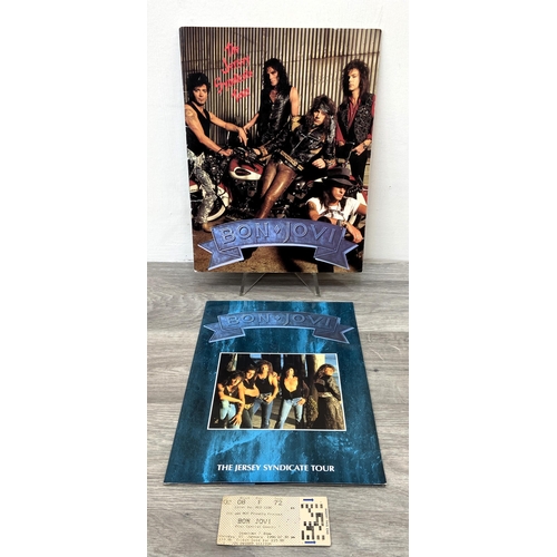 83 - Three items from Bon Jovi's 'Jersey Syndicate Tour': one ticket stub for Wembley Arena, London, Wedn... 