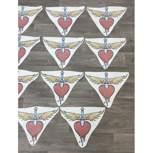 90 - Fifteen peel-and-stick fabric patches Bon Jovi's iconic daggered heart with wings emblem, ideal for ... 