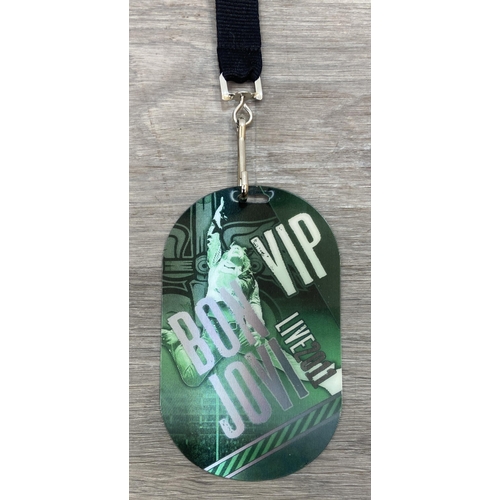 96 - A collection of memorabilia from the Bon Jovi Live Tour 2011 (Greatest Hits), to include a VIP lamin... 