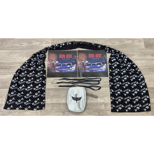 97 - Seven items of memorabilia from the Bon Jovi 2013 Because We Can Tour, to include three VIP lanyards... 