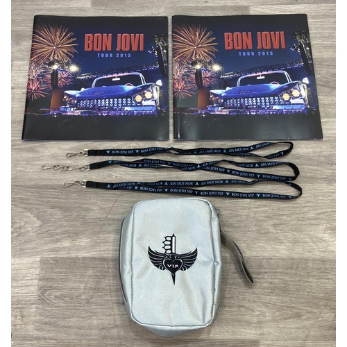 97 - Seven items of memorabilia from the Bon Jovi 2013 Because We Can Tour, to include three VIP lanyards... 