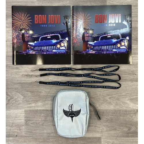 97 - Seven items of memorabilia from the Bon Jovi 2013 Because We Can Tour, to include three VIP lanyards... 