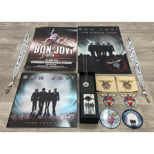 98 - Thirteen items of memorabilia from Bon Jovi's The Circle Tour 2010-2011, to include a limited editio... 