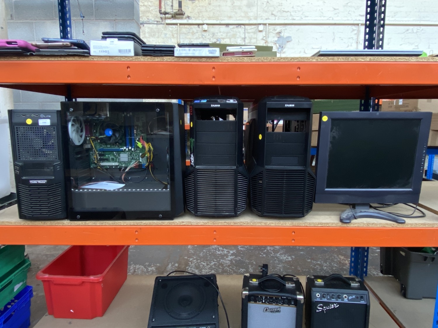 Five items to include two Zalman PC cases, PC case with contents, Elite ...