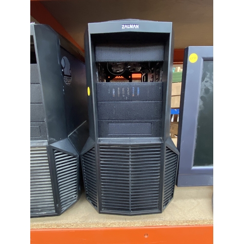 Five items to include two Zalman PC cases, PC case with contents, Elite ...