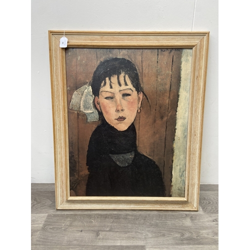 282 - A framed Amedeo Modigliani 'Marie, Daughter of the People' print - approx. 74cm high x 62cm wide