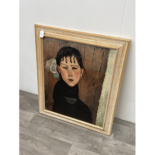 282 - A framed Amedeo Modigliani 'Marie, Daughter of the People' print - approx. 74cm high x 62cm wide