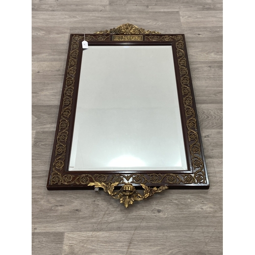 288 - A Georgian style mahogany and parcel gilt framed bevelled edge wall mirror - approx. 100cm high x 58... 