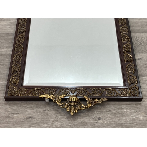 288 - A Georgian style mahogany and parcel gilt framed bevelled edge wall mirror - approx. 100cm high x 58... 