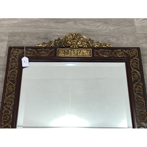 288 - A Georgian style mahogany and parcel gilt framed bevelled edge wall mirror - approx. 100cm high x 58... 