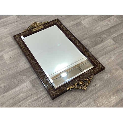 288 - A Georgian style mahogany and parcel gilt framed bevelled edge wall mirror - approx. 100cm high x 58... 