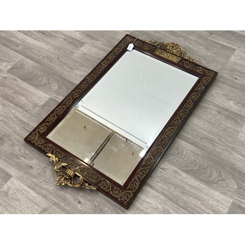 288 - A Georgian style mahogany and parcel gilt framed bevelled edge wall mirror - approx. 100cm high x 58... 