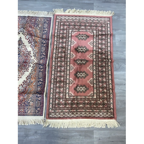 Three Belgian made Herat spun rayon rugs - approx. 115cm x 67cm