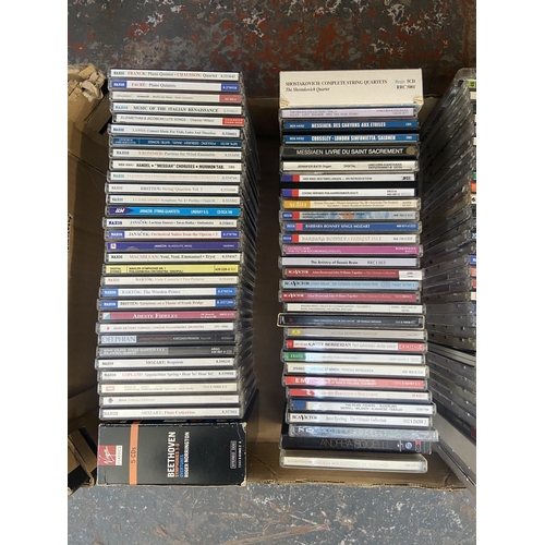 631 - Two boxes containing approx. two hundred classical CDs